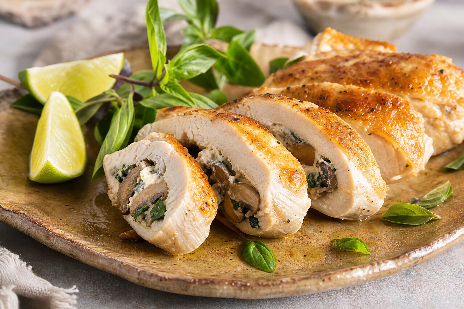 Les blancs de poulet farcis restent moelleux avec une farce sèche