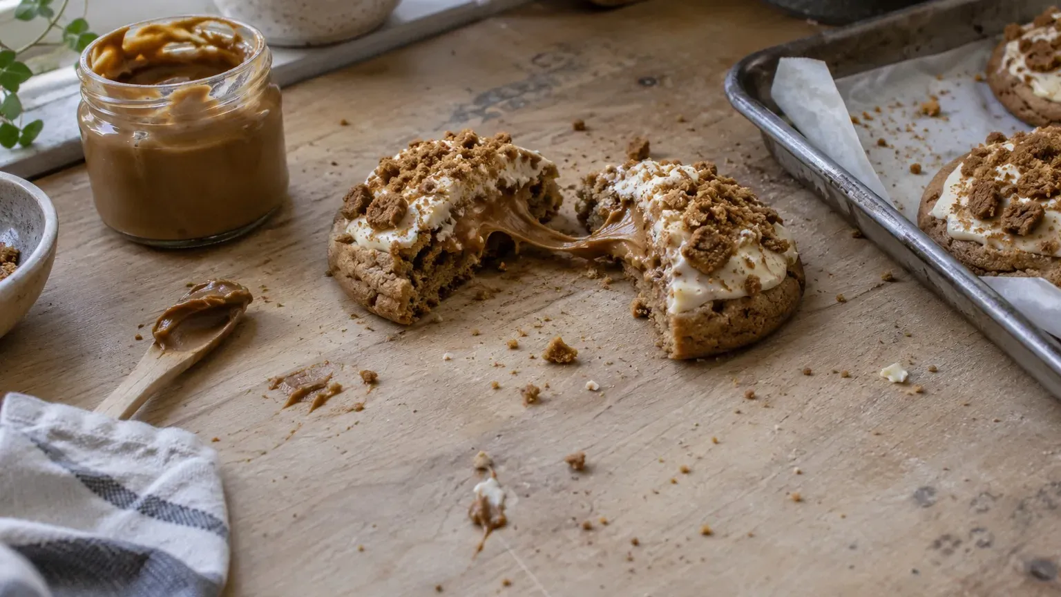 Cookies au spéculoos : pourquoi le cœur reste coulant sous la coque croquante, et ce que la recette impose côté cuisson
