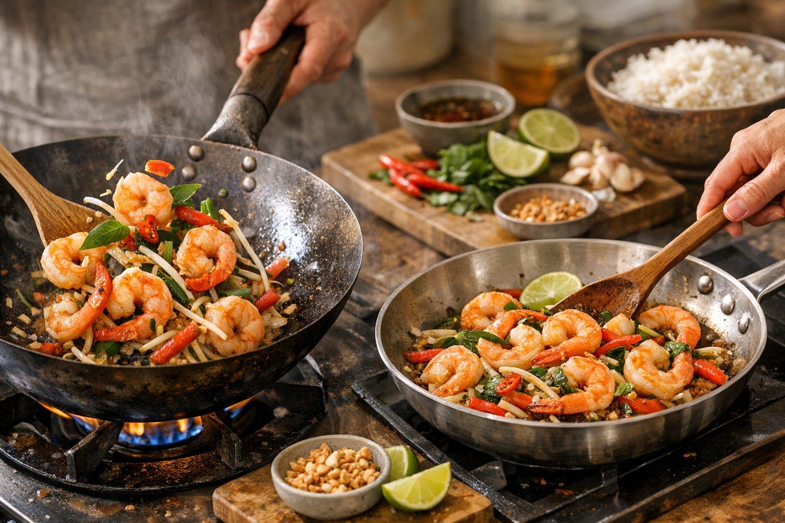 Préparation&nbsp;&nbsp;: la bonne façon au wok ou à la poêle