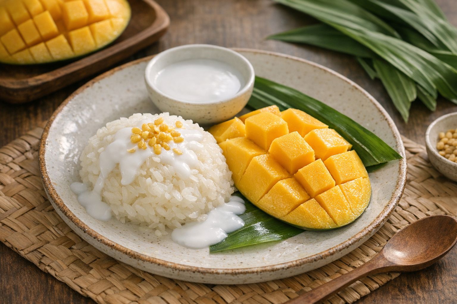 Desserts thaïs maison : coco, mangue et pandan