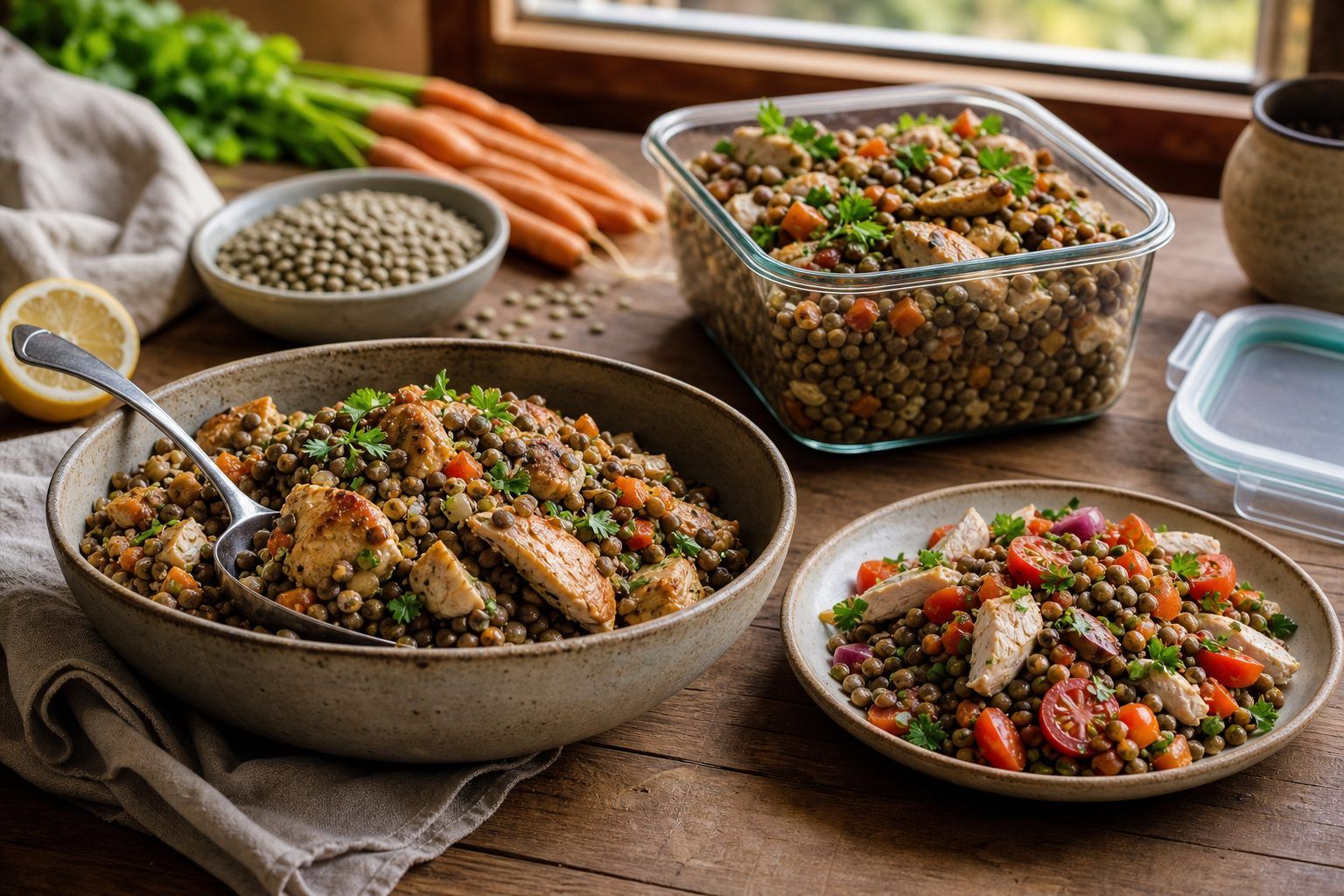 Bien servir, conserver et varier les lentilles au poulet