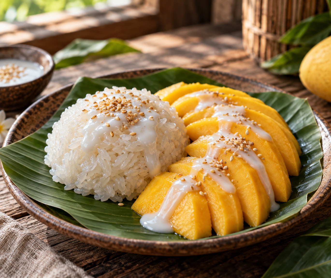 Mango sticky rice : la recette thaïe au riz gluant vapeur, bien mûre