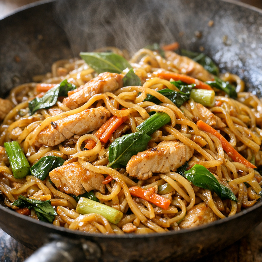 Nouilles sautées poulet : la vraie méthode au wok