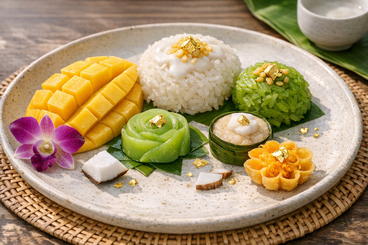 Or et argent comestibles dans les desserts thaïlandais