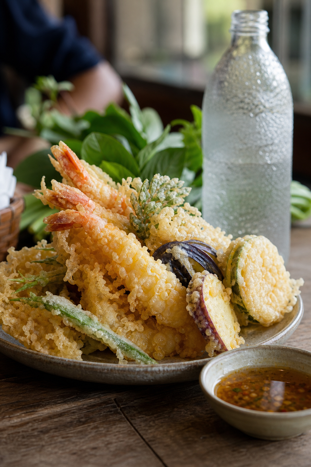 La pâte à tempura à l’eau gazeuse reste légère et croustillante