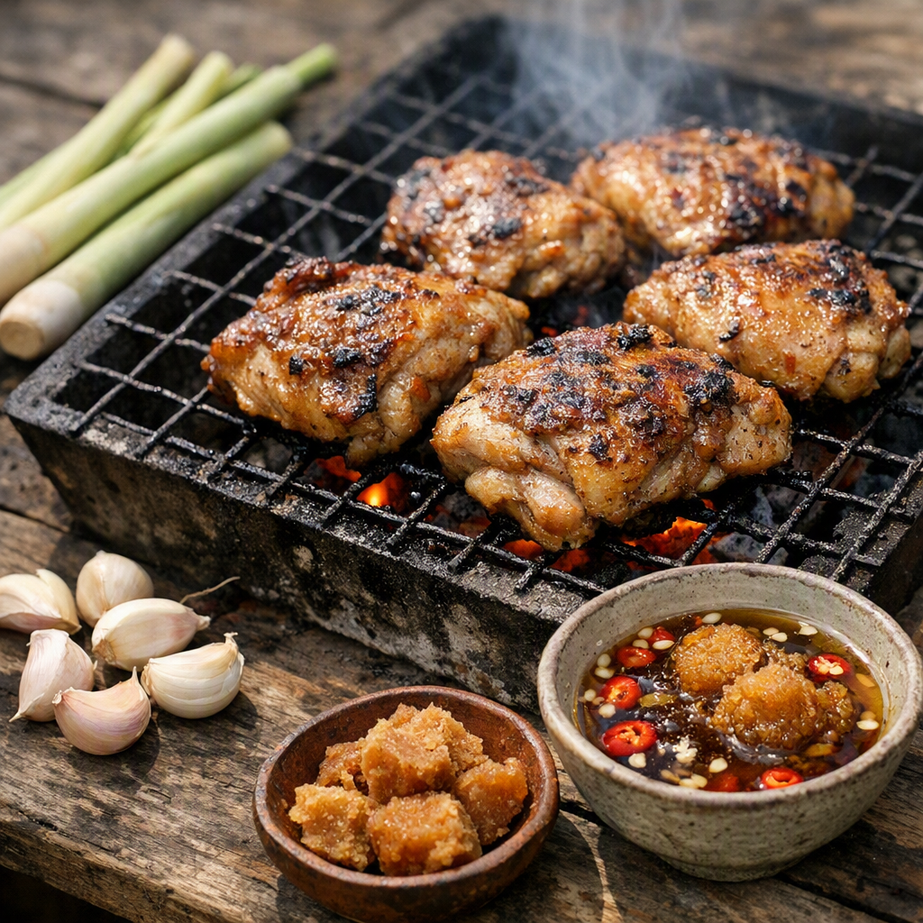 Poulet à la citronnelle : marinade thaïe, ail et nam pla