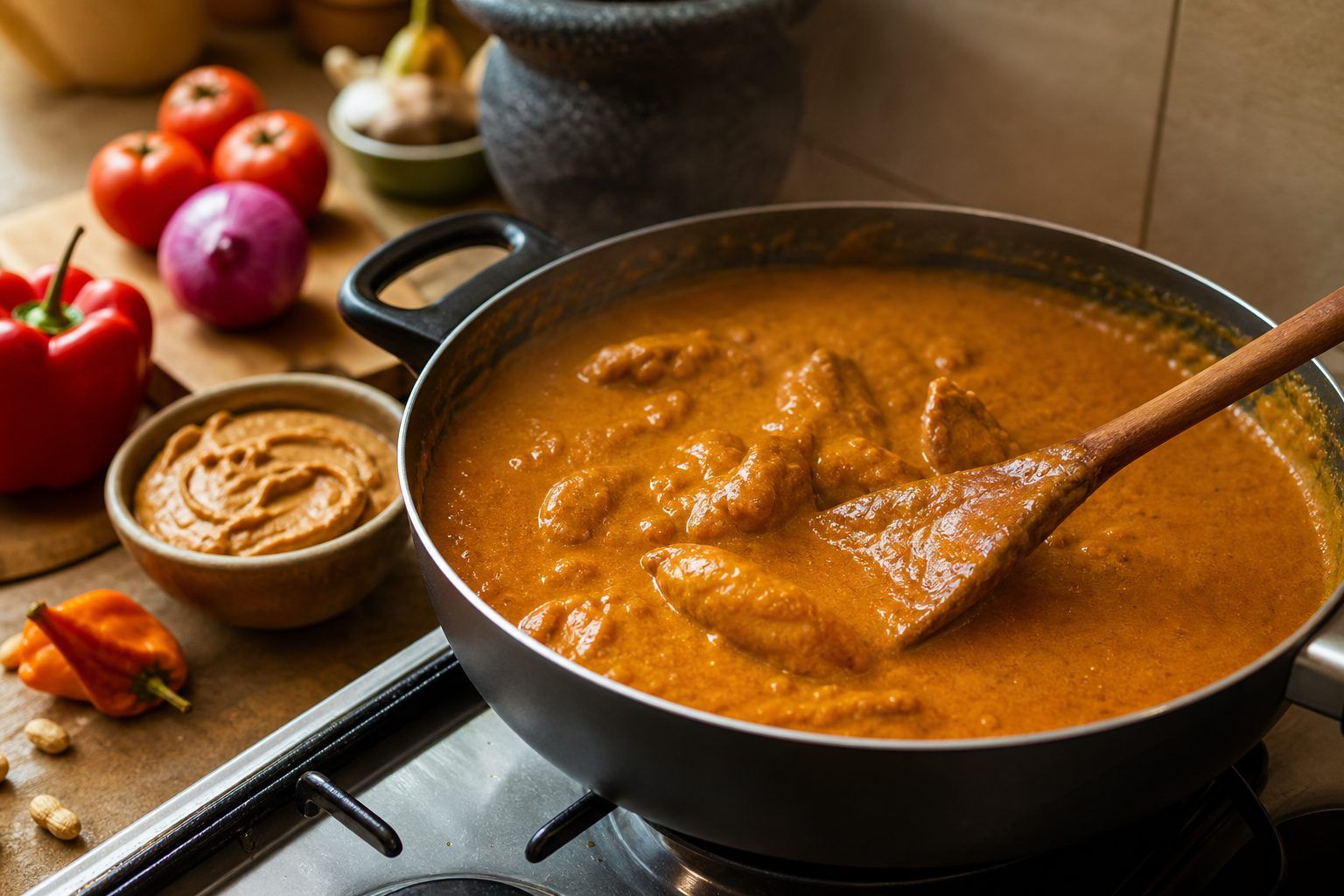 Préparation et cuisson : obtenir une sauce d’arachide bien liée