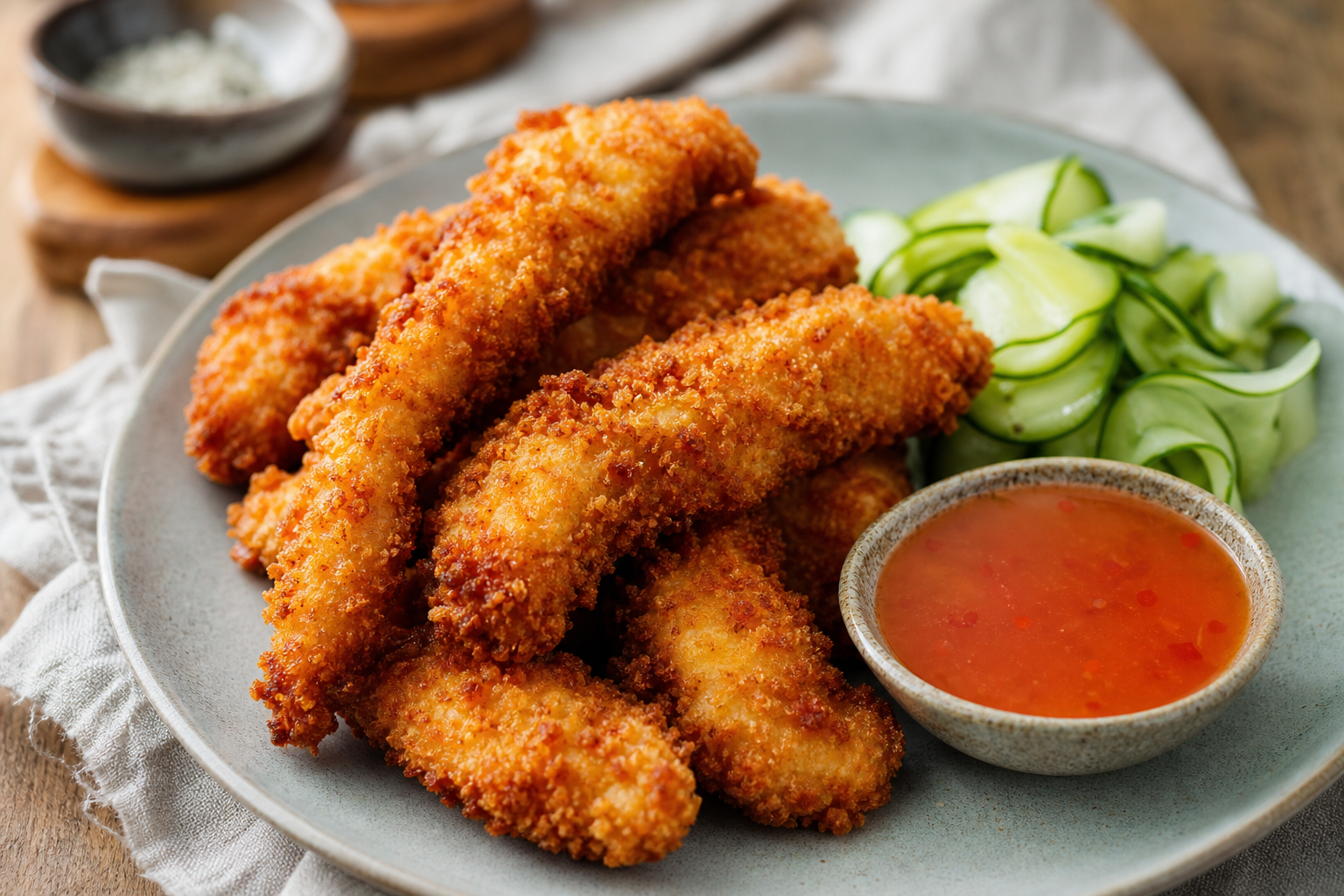 Le poulet pané croustillant garde sa croûte légère et dorée