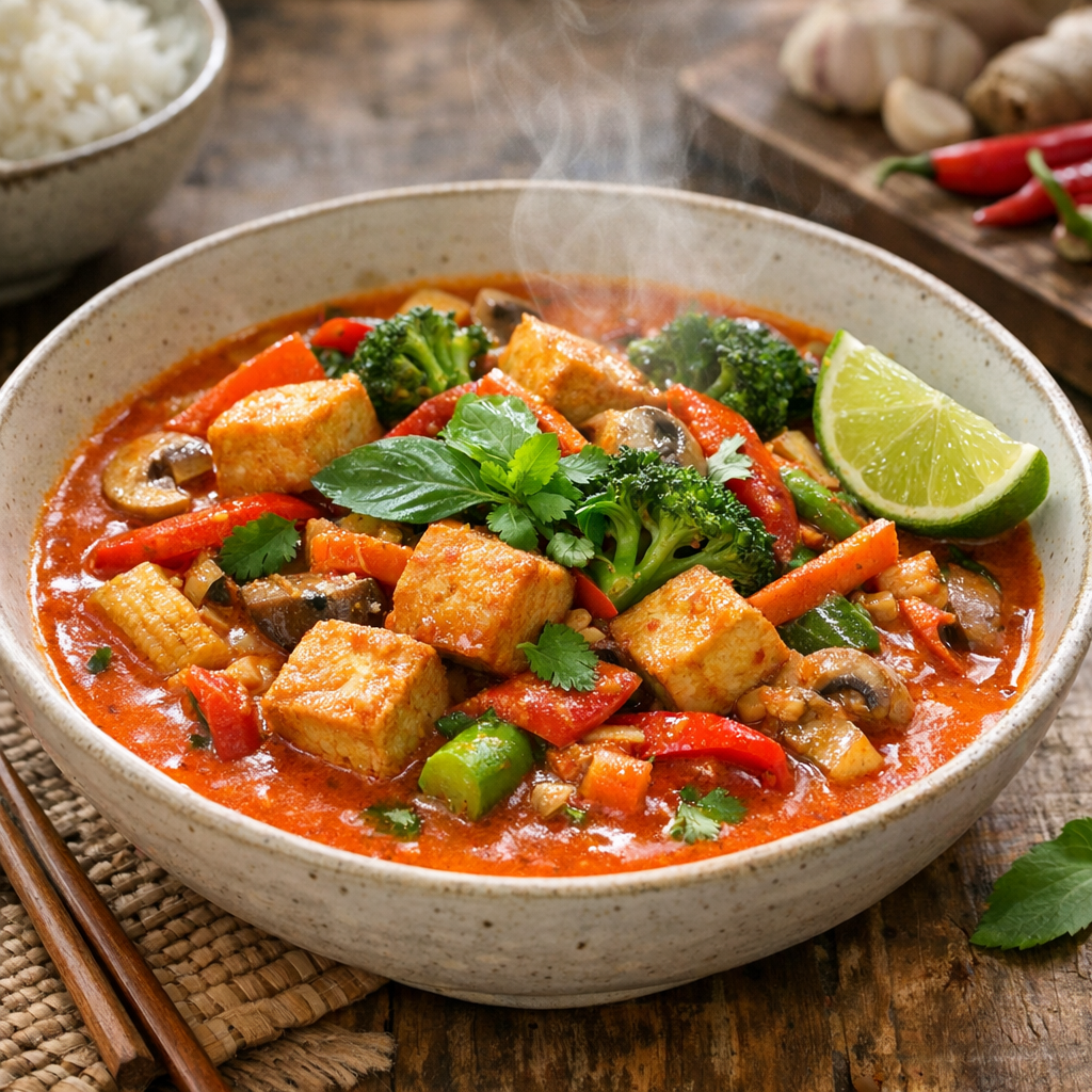 Réussir un Curry rouge végétarien grâce à une sauce juste