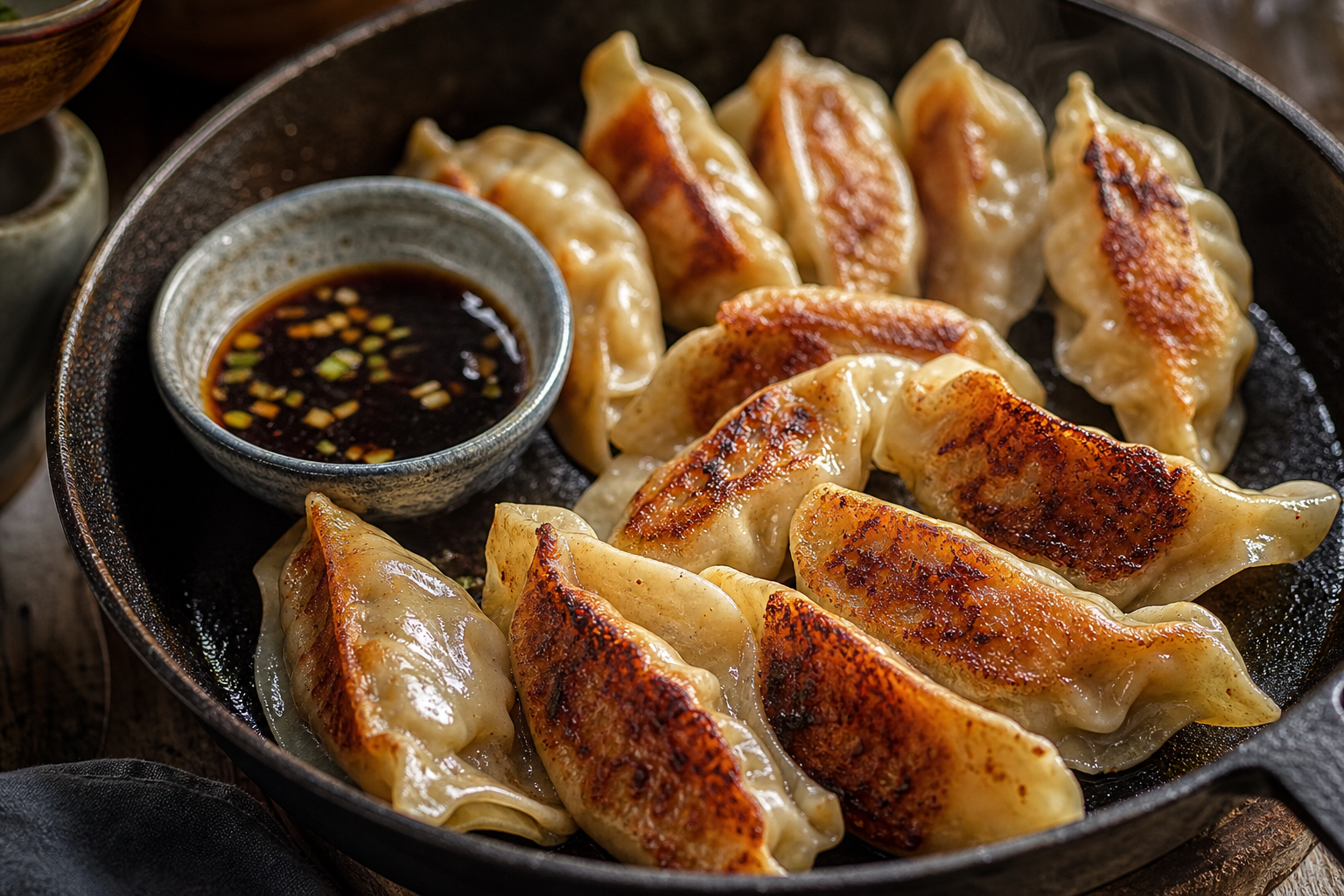 Les gyoza au poulet deviennent croustillants et moelleux