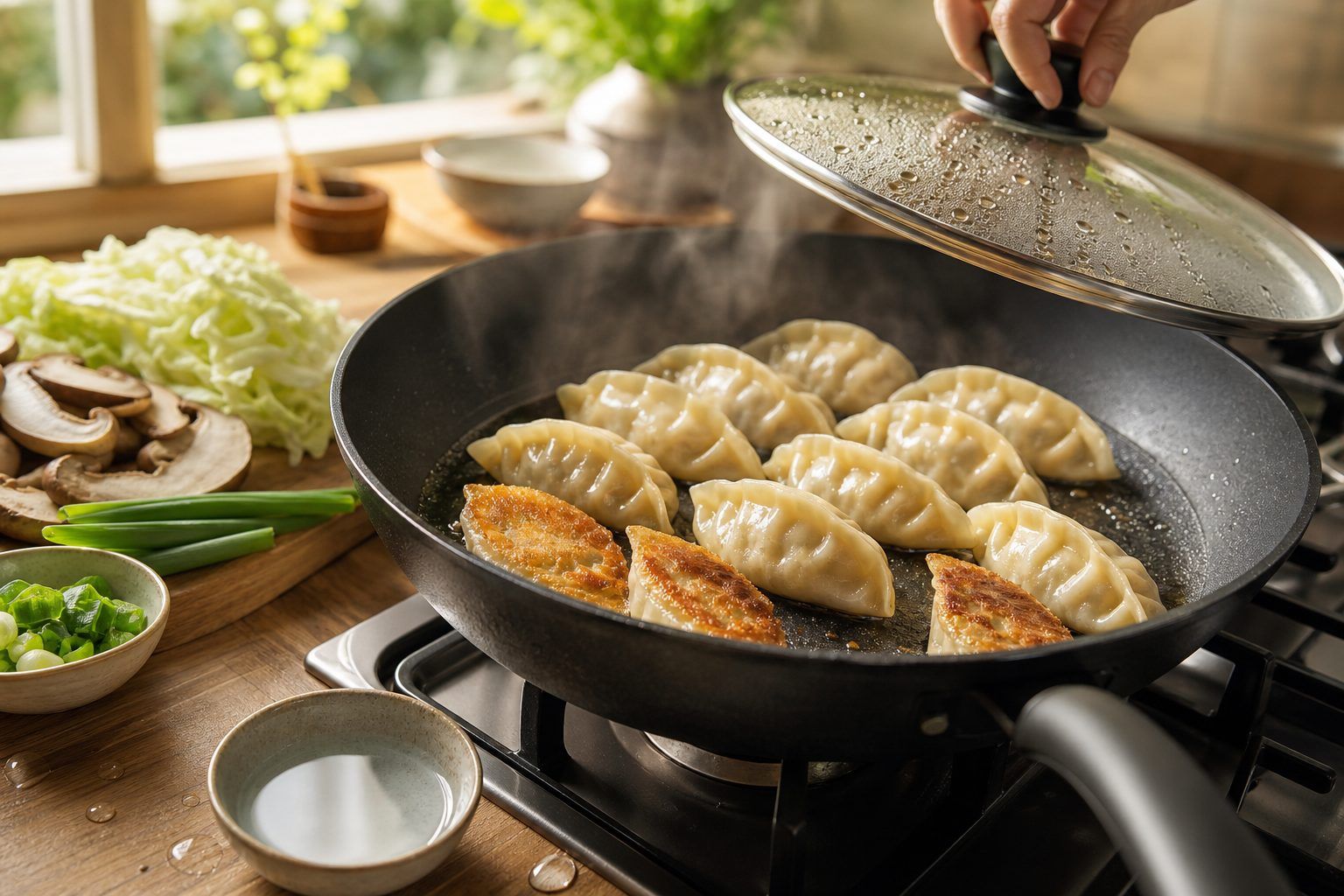 Cuisson des gyozas : la méthode vapeur-poêlée en 5 étapes et les repères sensoriels