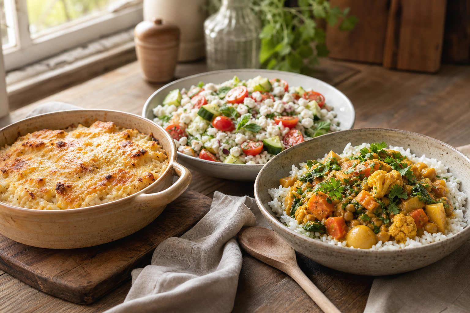 Gratin, salade et curry&nbsp;: trois recettes avec du riz déjà cuit