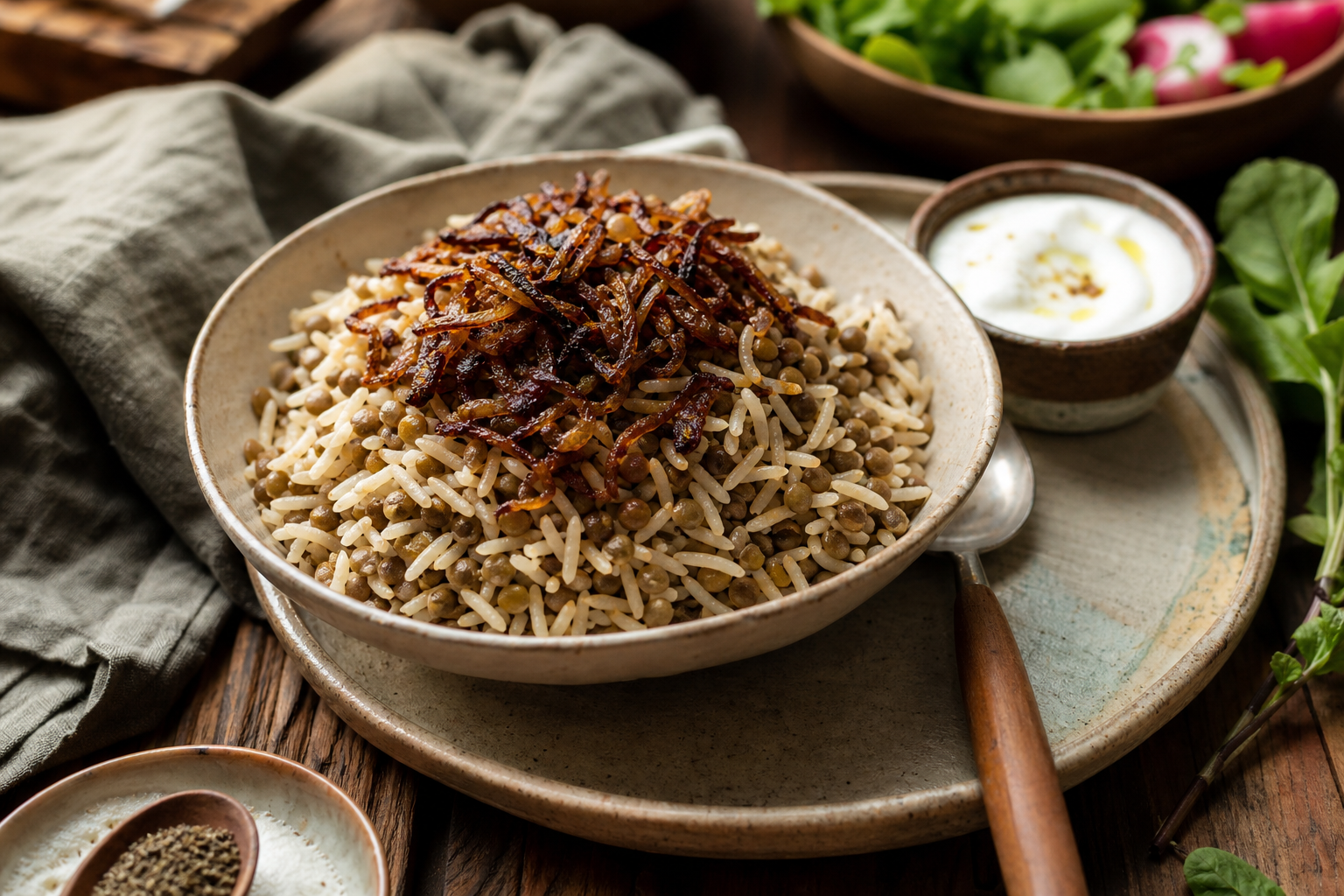 Le riz aux lentilles révèle le meilleur de la mujaddara