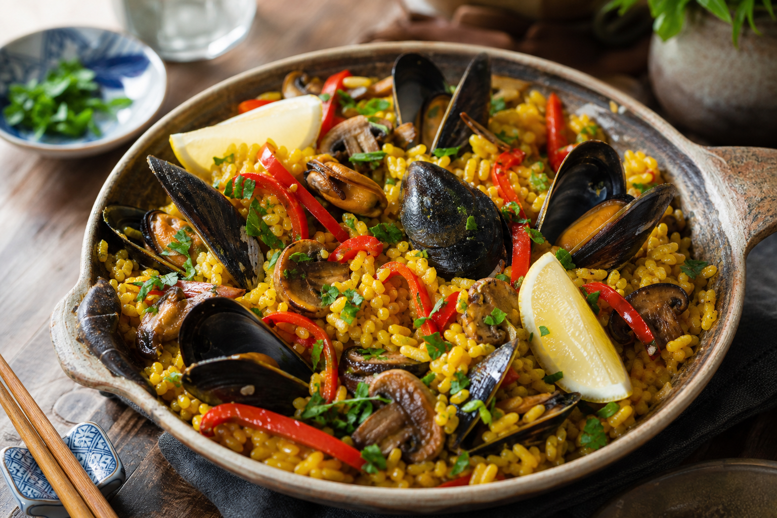 Le riz aux moules se prépare facilement, safrané et gourmand