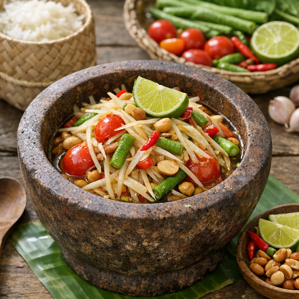Réussir une Salade de Papaye verte thaïe, sans trahir le Som Tam