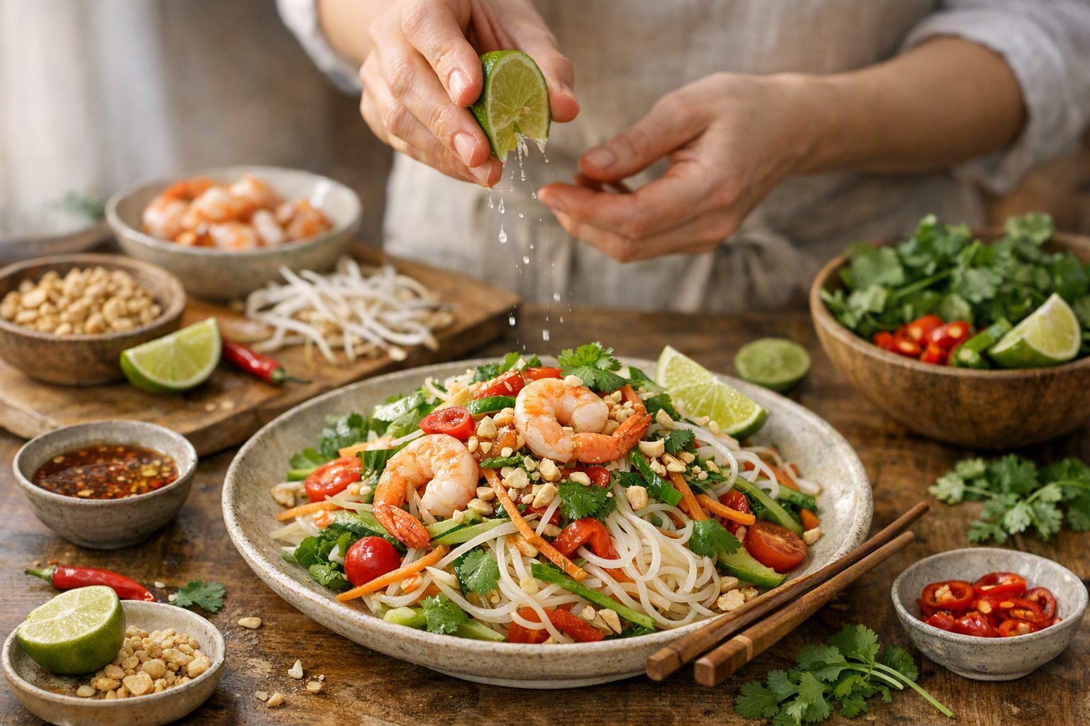 Ma recette pas à pas : salade thaï aux crevettes