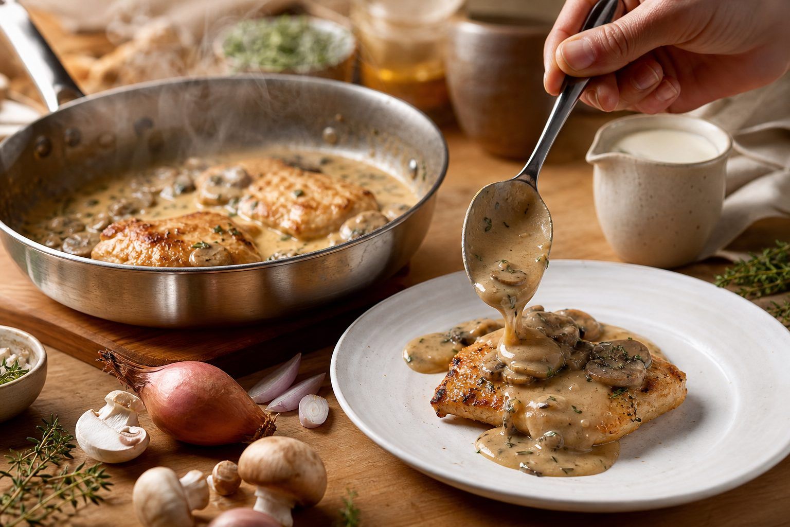 Préparation pas à pas : de la poêle à la sauce nappée