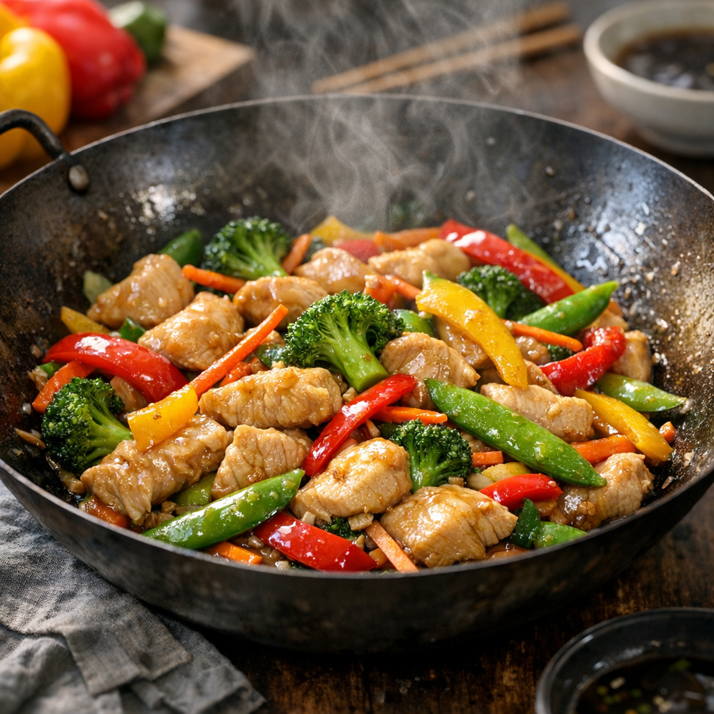 Wok légume poulet : recette thaï croustillante et rapide